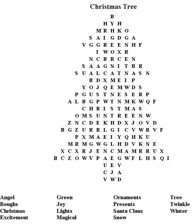 Christmas Tree Word Search